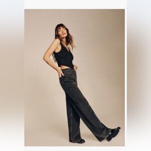Reformation Cary high rise Black Wide Leg Jeans